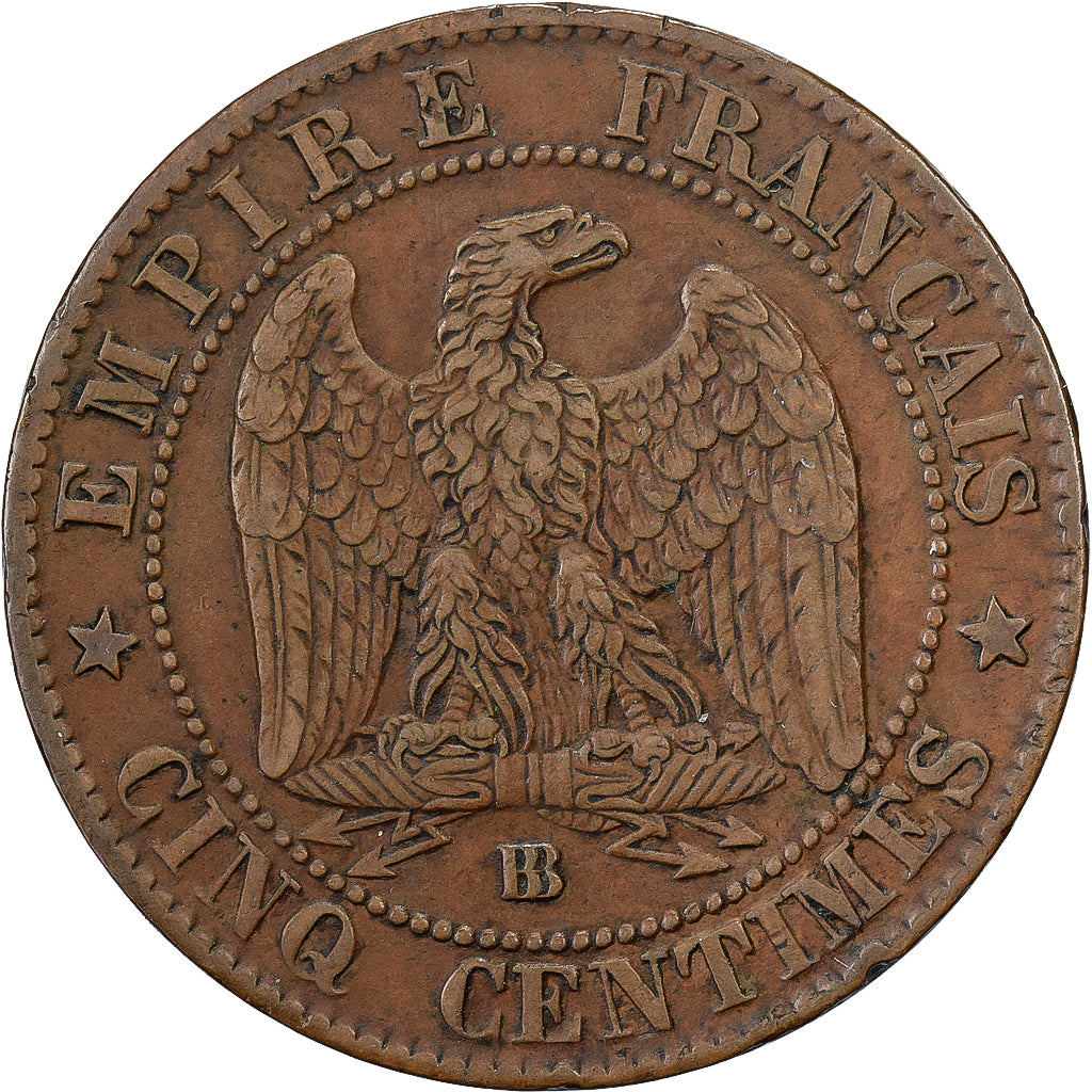 France, Napoleon III, 5 Centimes, 1864, Strasbourg, Bronze, EF(40-45)
