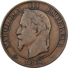 Frankreich, Napoleon III, 5 Centimes, 1864, Bordeaux, Bronze, S, Gadoury:155