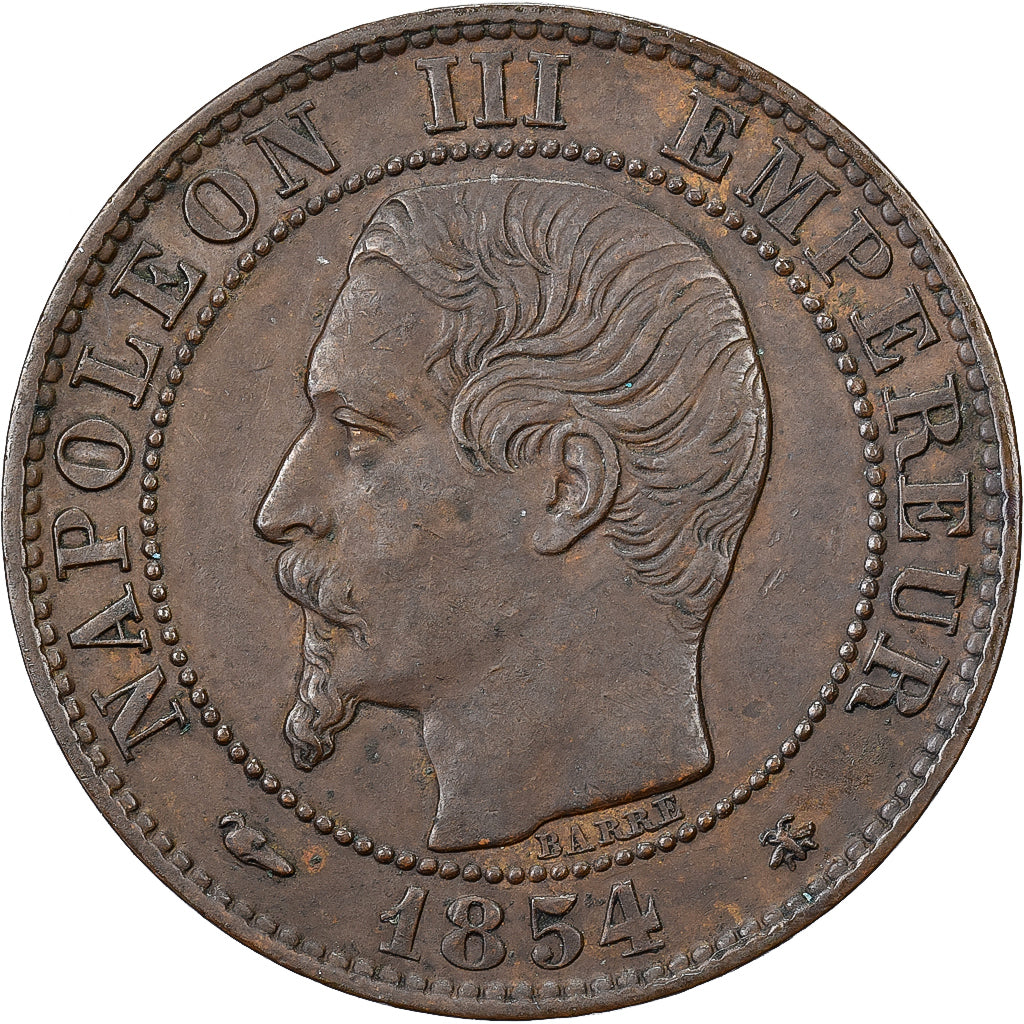 Frankrijk, Napoleon III, 5 Centimes, 1854, Strasbourg, Bronzen, ZF+, Gadoury:152