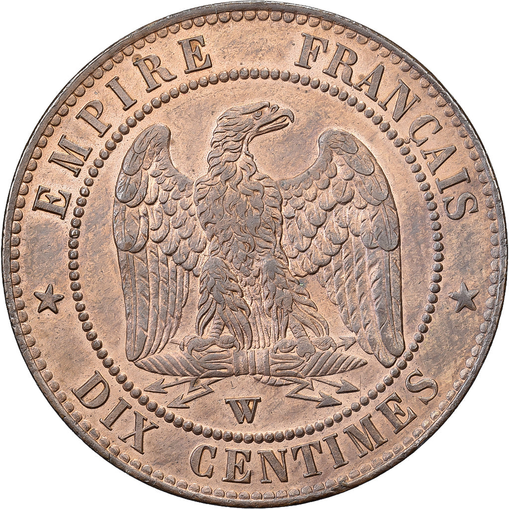 Frankreich, Napoleon III, 10 Centimes, 1855, Lille, Dog, Bronze, VZ, Gadoury:248