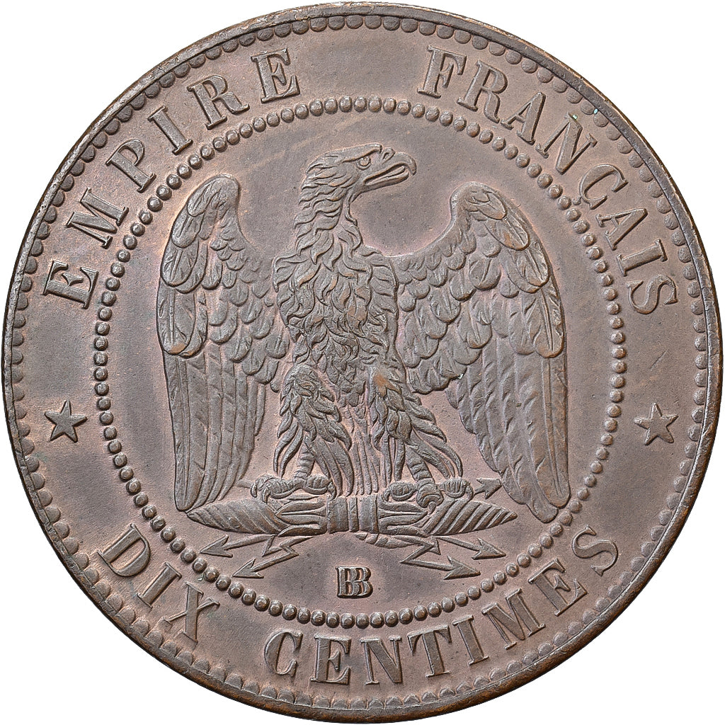 France, Napoléon III, 10 Centimes, 1865, Strasbourg, Bronze, SUP, Gadoury:253