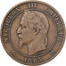 Francja, Napoleon III, 10 Centimes, 1863, Bordeaux, Brązowy, VF(30-35)