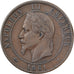 Francia, Napoleon III, 10 Centimes, 1861, Strasbourg, Bronzo, MB+, Gadoury:253