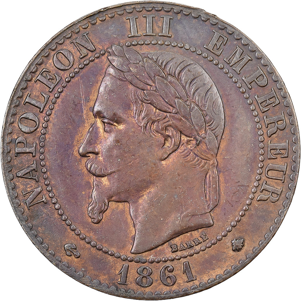 Francia, Napoleon III, 2 Centimes, 1861, Paris, Bronzo, BB+, Gadoury:104