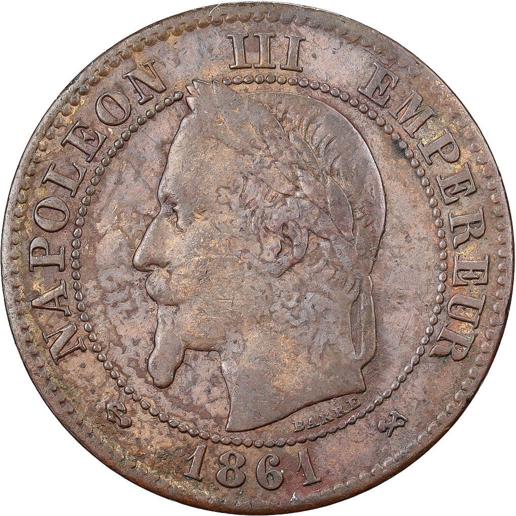 Frankreich, Napoleon III, 2 Centimes, 1861, Bordeaux, Bronze, S+, Gadoury:104
