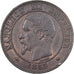 Francia, Napoleon III, 2 Centimes, 1855, Strasbourg, Dog, Bronce, MBC+