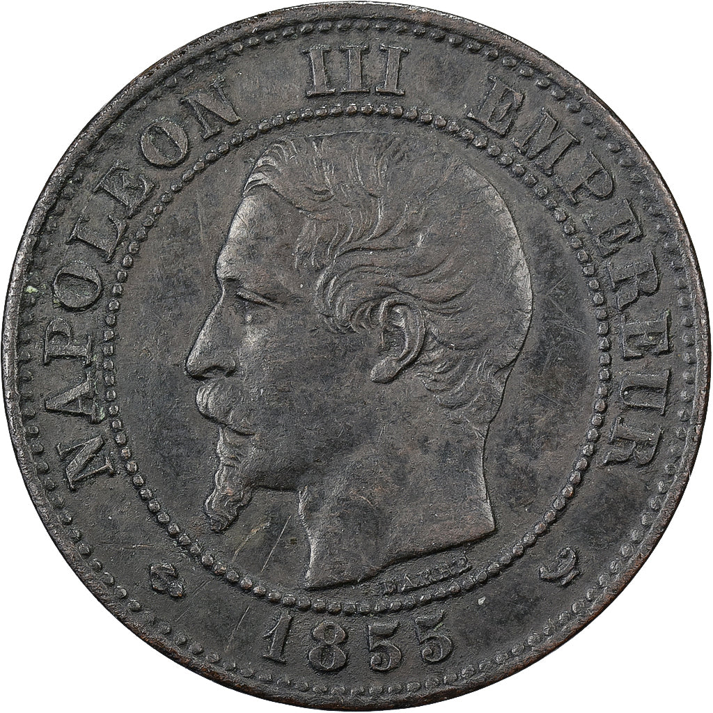 Frankreich, Napoleon III, 2 Centimes, 1855, Lille, Bronze, SS+, Gadoury:103