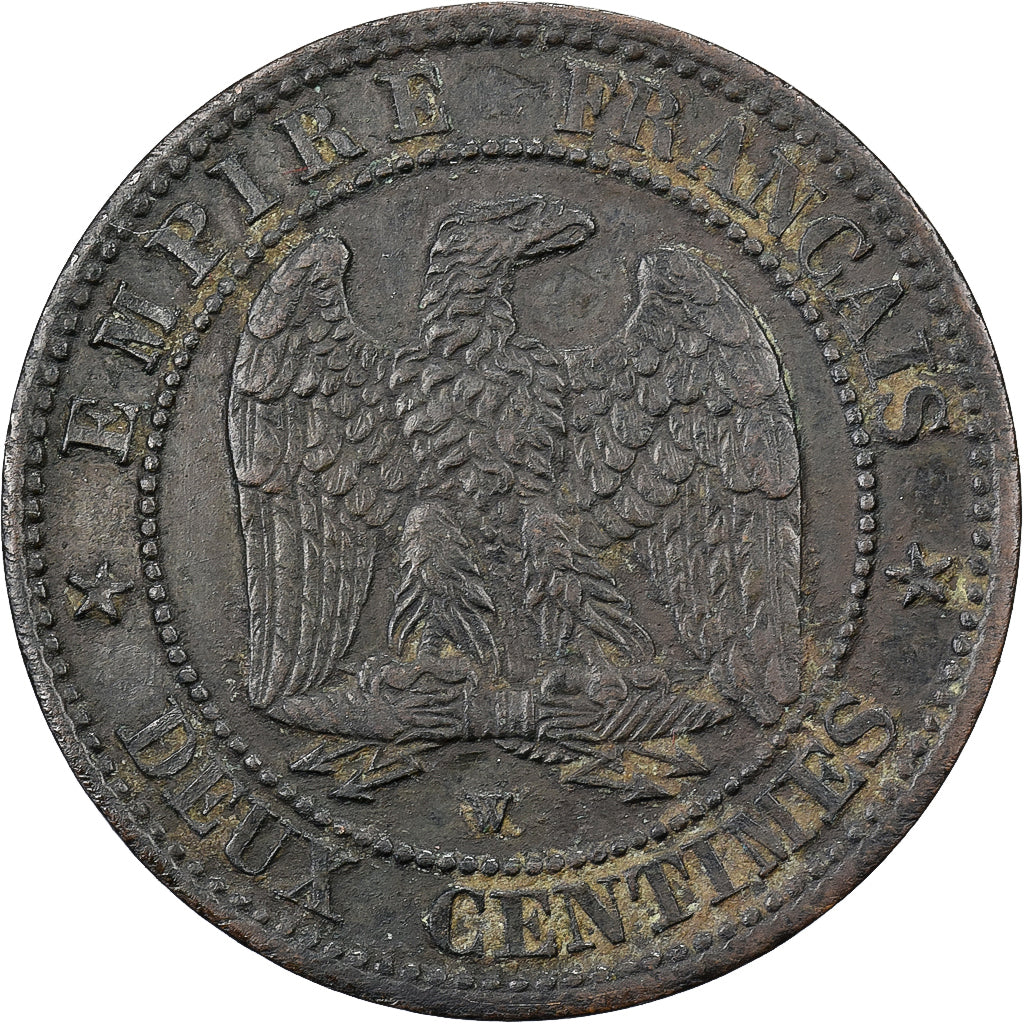 Frankreich, Napoleon III, 2 Centimes, 1855, Lille, Bronze, SS+, Gadoury:103