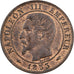 Francja, Napoleon III, 1 Centime, 1853, Paris, Brązowy, AU(55-58), Gadoury:86