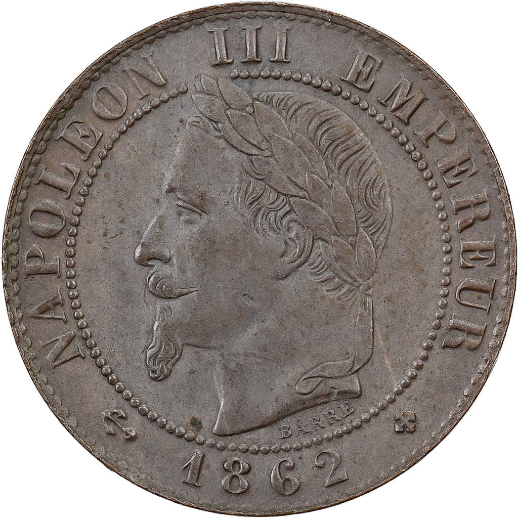Francja, Napoleon III, 1 Centime, 1862, Strasbourg, Large BB, Brązowy