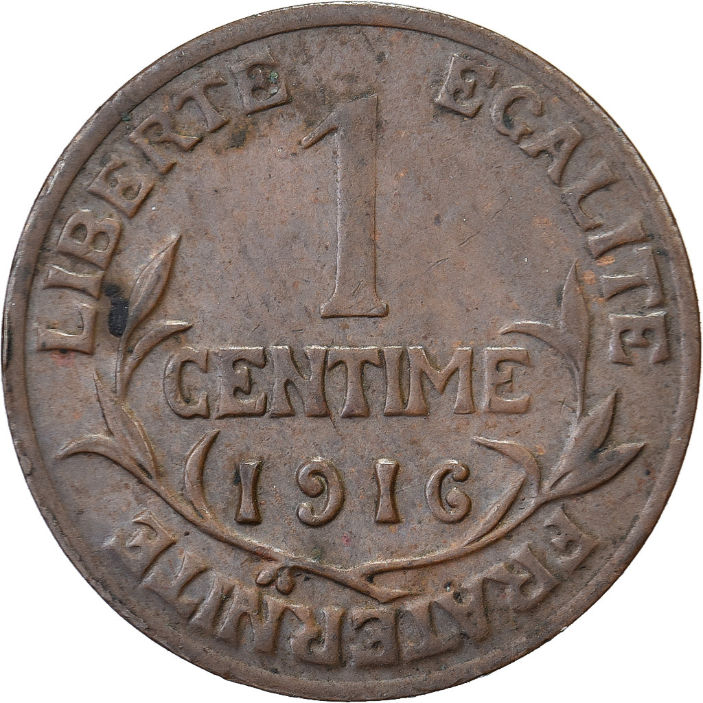 Francia, 1 Centime, Daniel-Dupuis, 1916, Paris, Bronce, MBC+