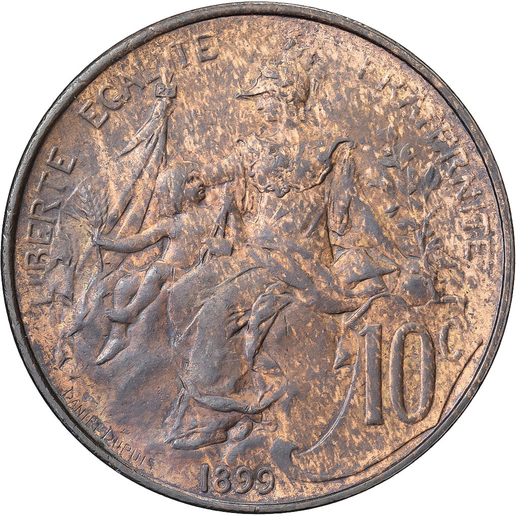 Francia, 10 Centimes, Daniel-Dupuis, 1899, Paris, Bronzo, SPL-, Gadoury:277