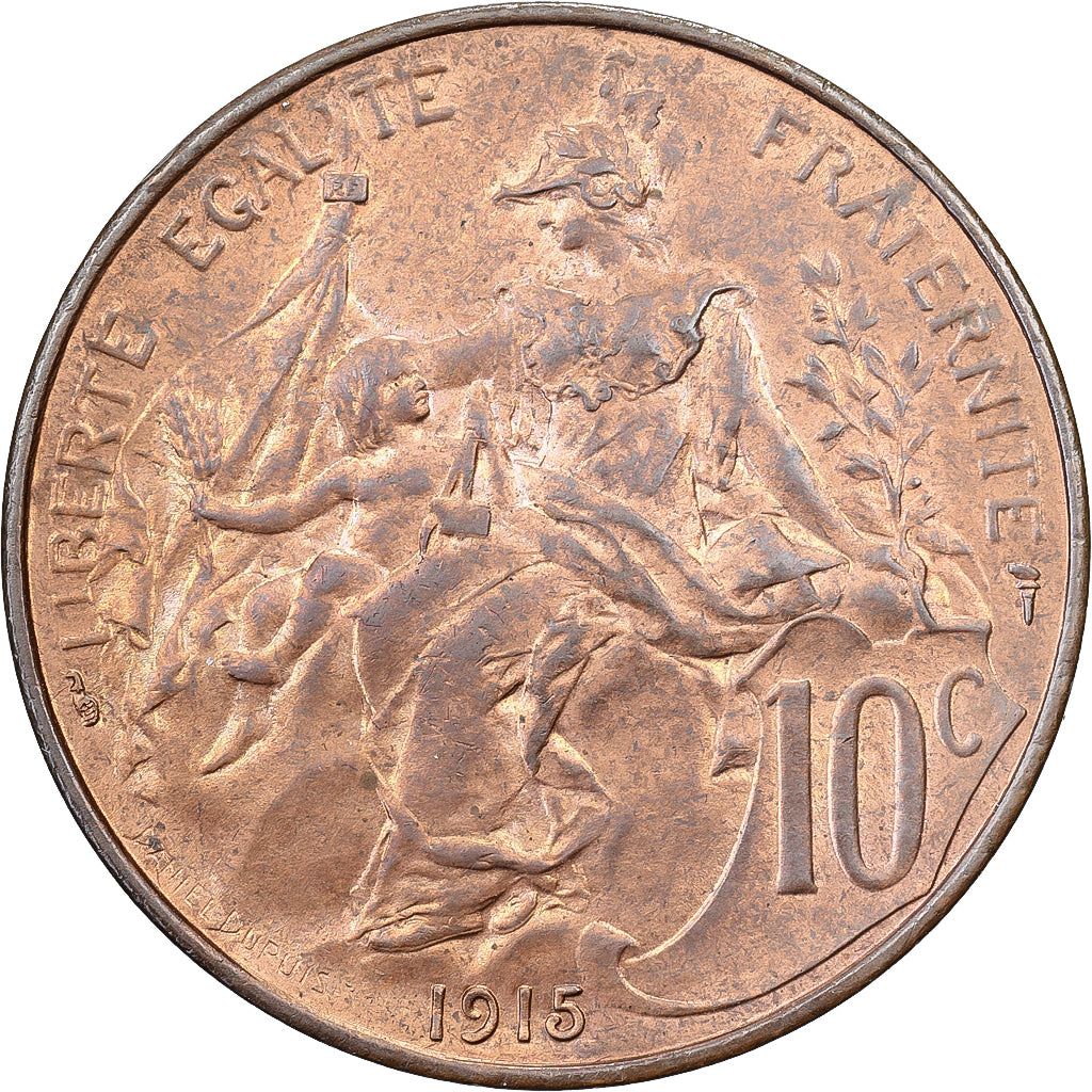 Frankrijk, 10 Centimes, Daniel-Dupuis, 1915, Paris, Bronzen, PR, Gadoury:277