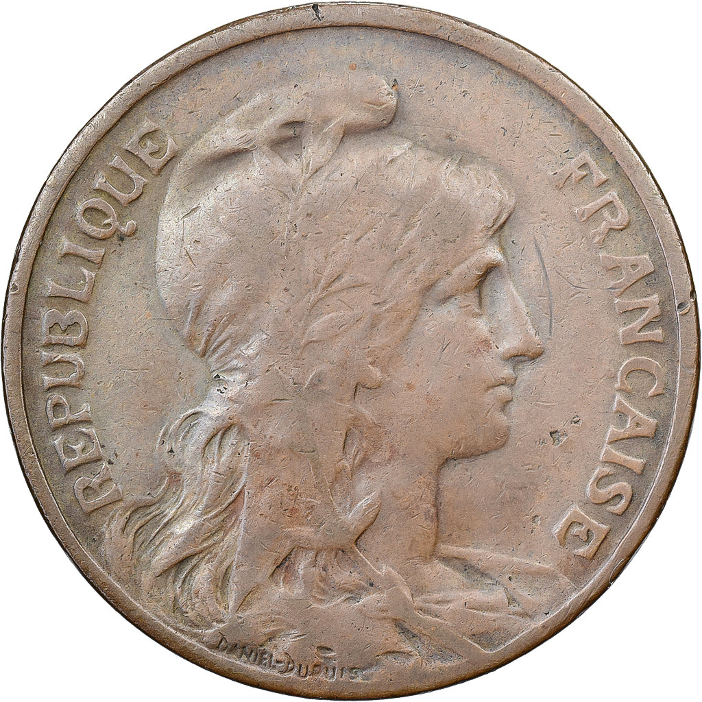 Francia, 10 Centimes, Daniel-Dupuis, 1913, Paris, Bronce, BC+, Gadoury:277