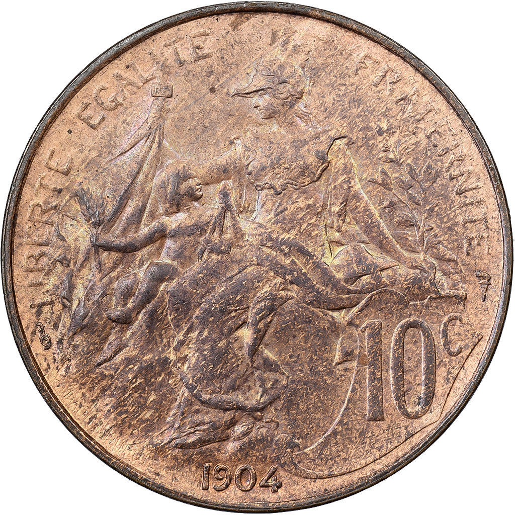 Frankreich, 10 Centimes, Daniel-Dupuis, 1904, Paris, Bronze, VZ, Gadoury:277