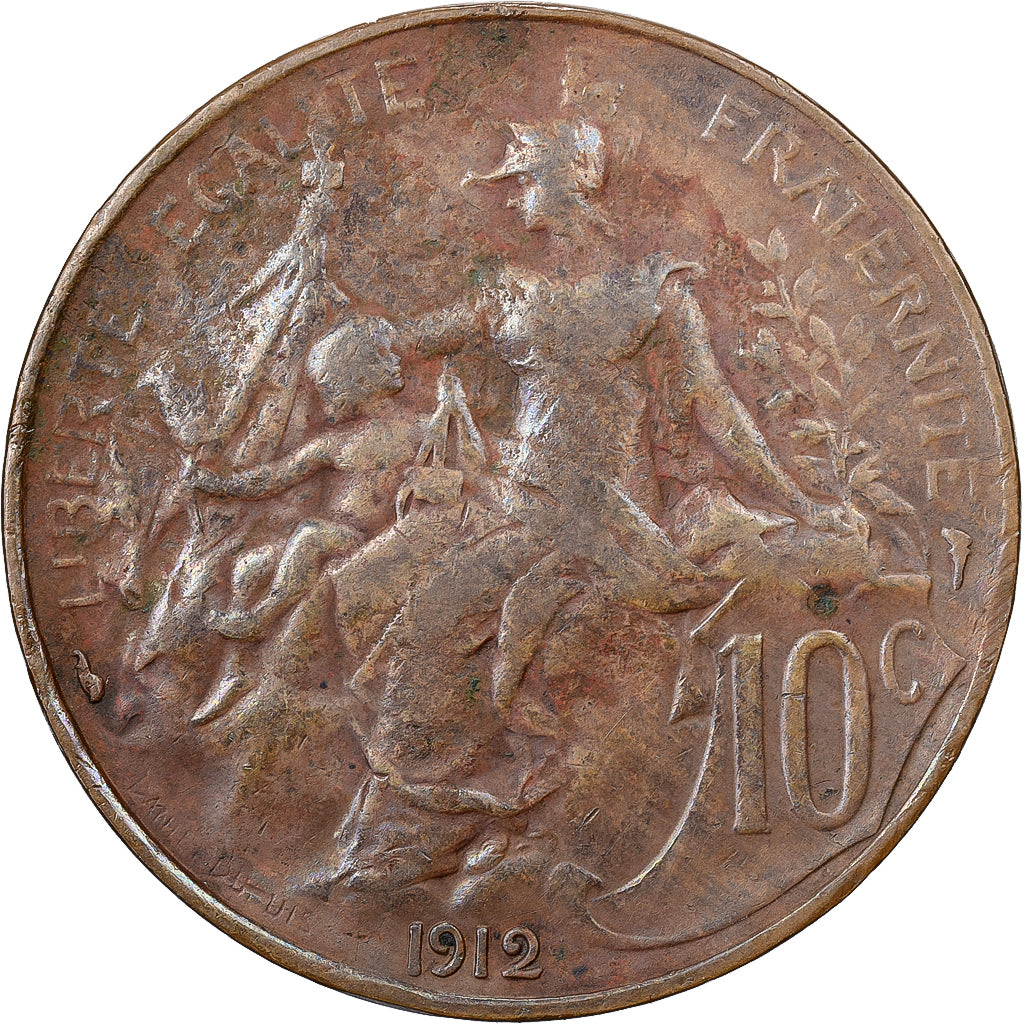 Frankreich, 10 Centimes, Daniel-Dupuis, 1912, Paris, Bronze, S, Gadoury:277