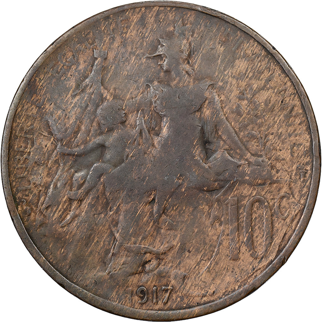 Frankreich, 10 Centimes, Daniel-Dupuis, 1917, Paris, Bronze, S, Gadoury:277