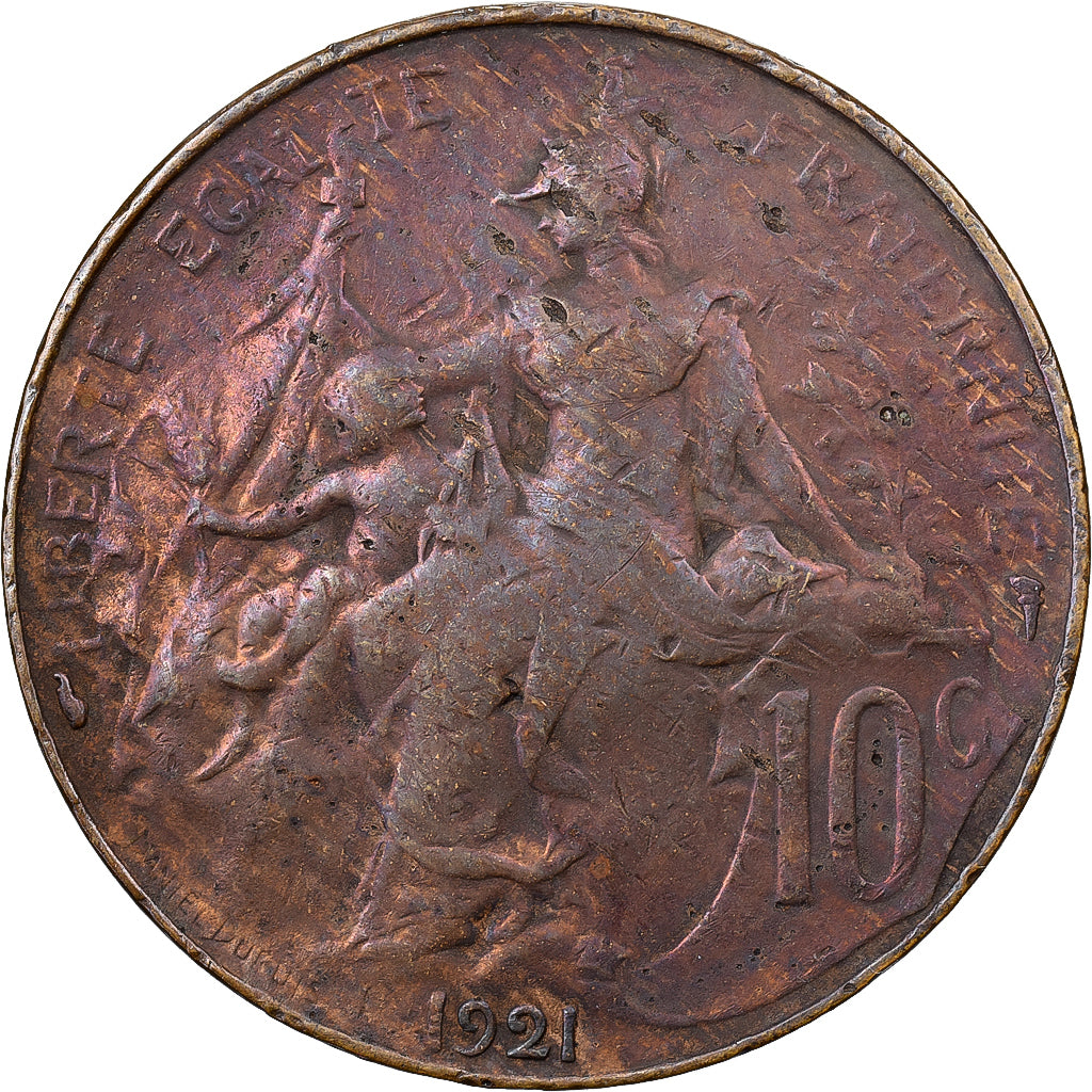 Frankreich, 10 Centimes, Daniel-Dupuis, 1921, Paris, Bronze, S, Gadoury:277