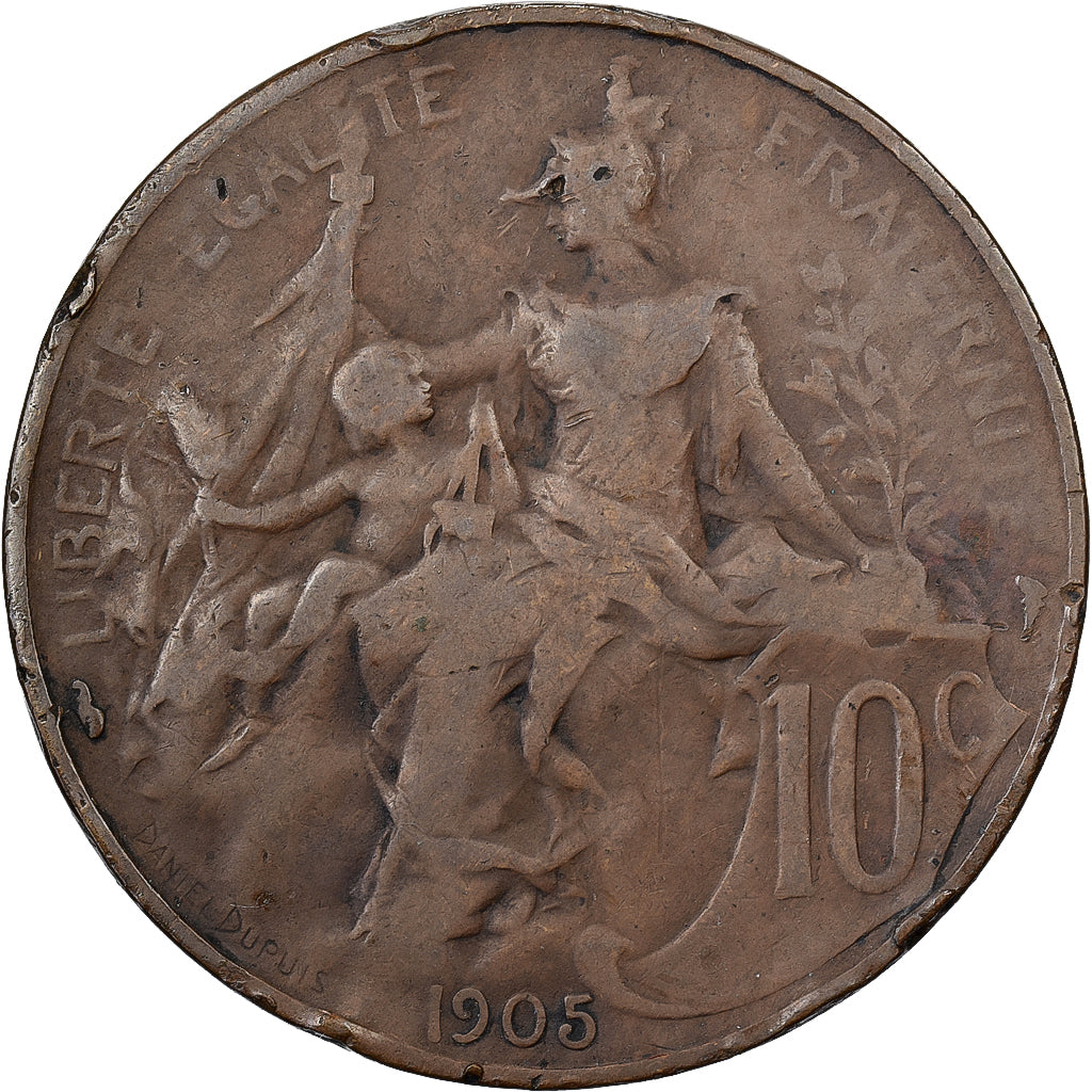 Frankreich, 10 Centimes, Daniel-Dupuis, 1905, Paris, Bronze, S, Gadoury:277