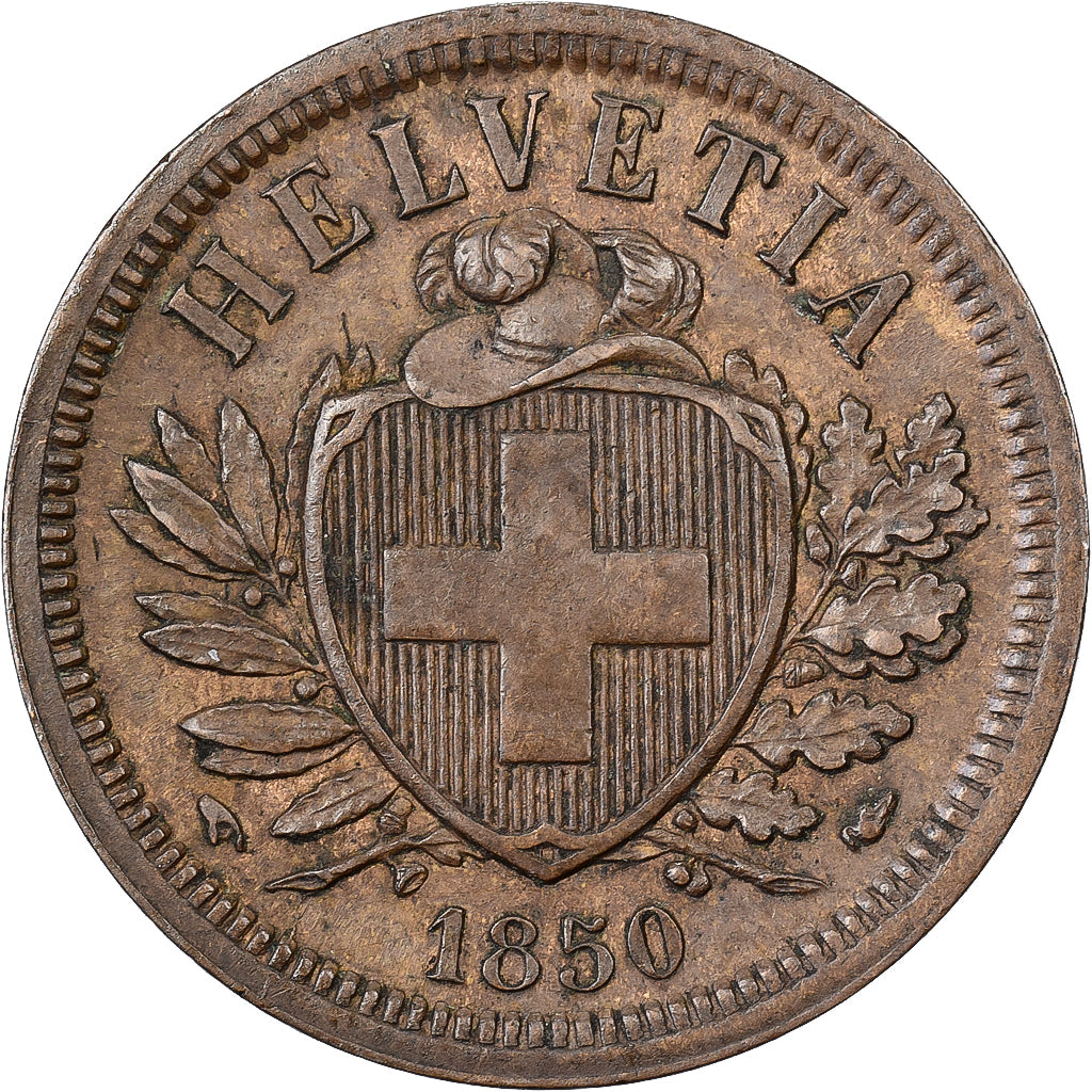 Schweiz, 2 Rappen, 1850, Paris, Kupfer, VZ