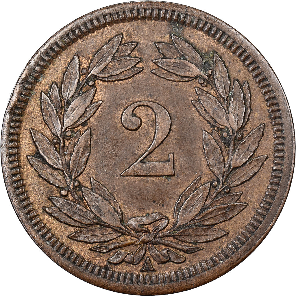 Schweiz, 2 Rappen, 1850, Paris, Kupfer, VZ