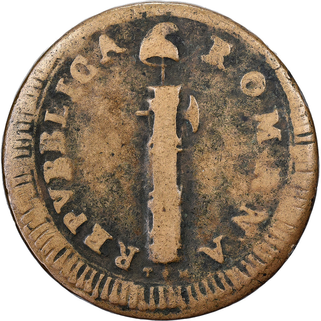 Roman Republic, 2 Baiocchi, n.d. (1798-1799), Rome, Cobre, VF(30-35)
