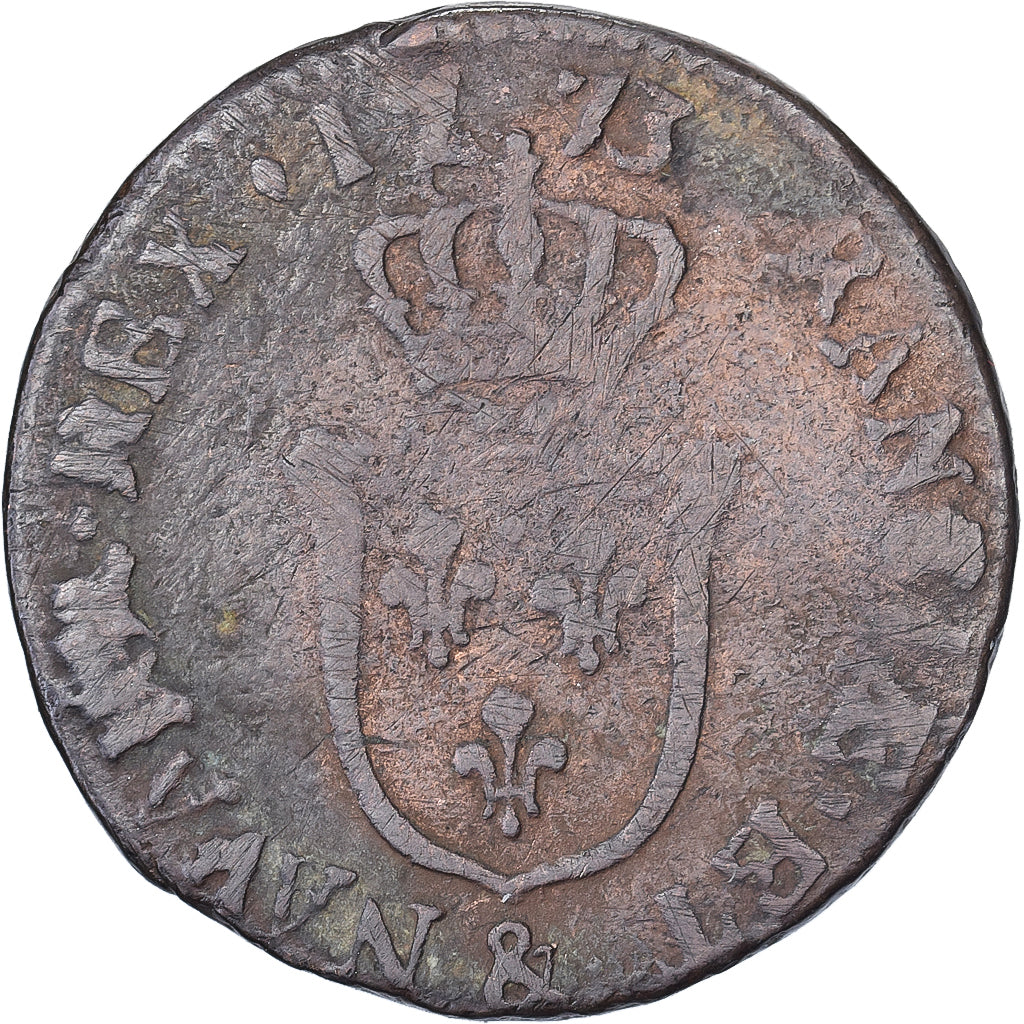 Frankreich, Louis XV, Sol, 1773, Aix, Kupfer, S, Gadoury:279