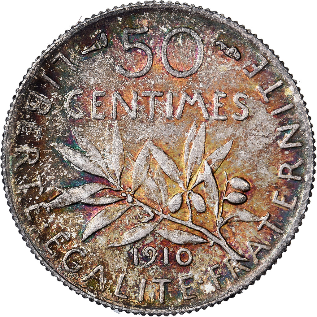 Francia, 50 Centimes, Semeuse, 1910, Paris, Argento, SPL-