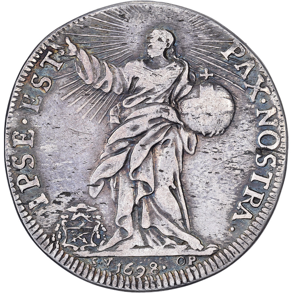 Papal States, Innocent XII, Testone, 1698 (Anno VII), Rome, Silver, EF(40-45)