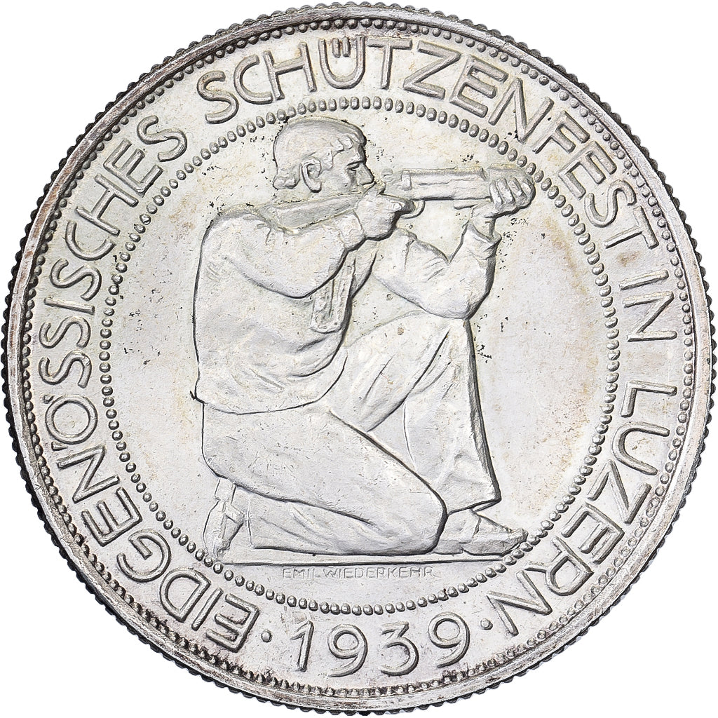 Switzerland, 5 Francs, Lucerne (Luzern) Shooting Festival, 1939, Bern, Silver