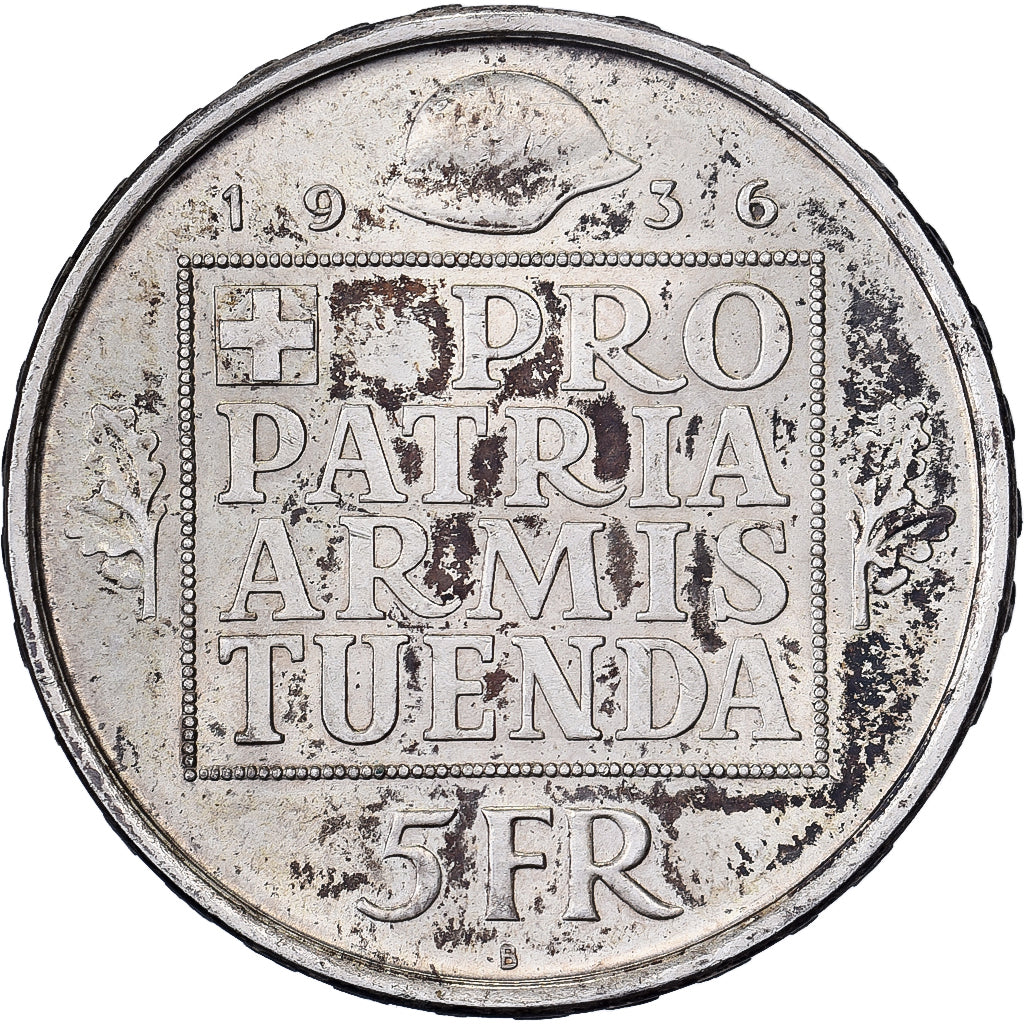 Switzerland, 5 Francs, War Bond, 1936, Bern, Silver, AU(55-58)