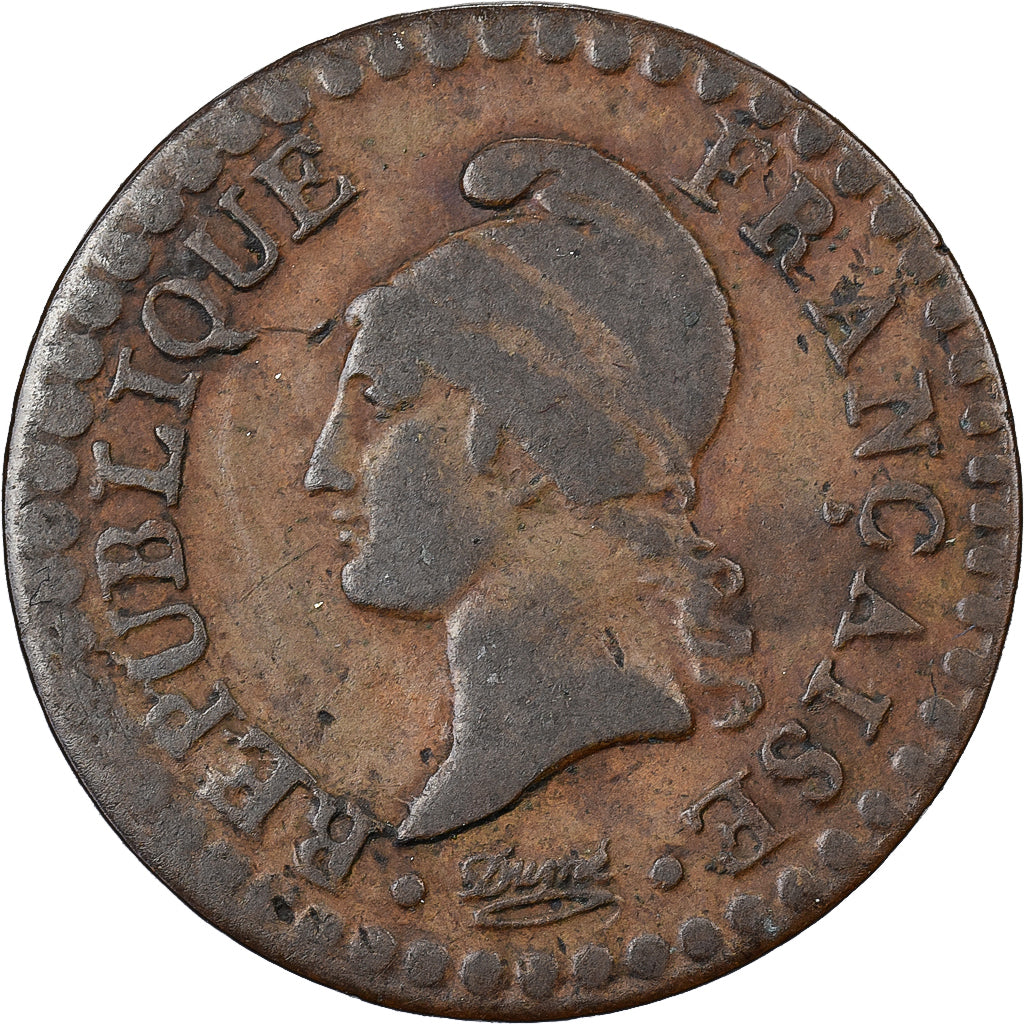 Francja, 1 Centime, Dupré, AN 6, Paris, Miedź, VF(30-35), Gadoury:76