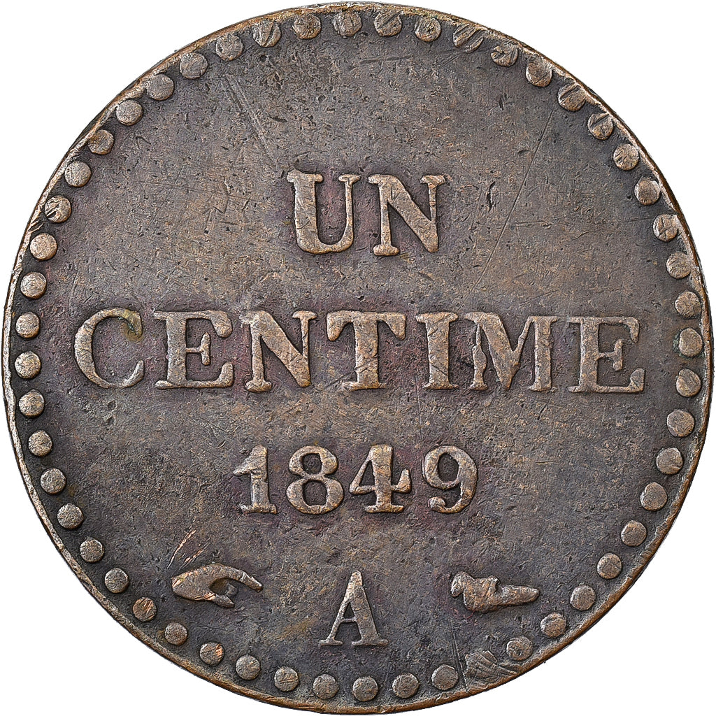 Francja, 1 Centime, Dupré, 1849, Paris, Miedź, EF(40-45), Gadoury:84