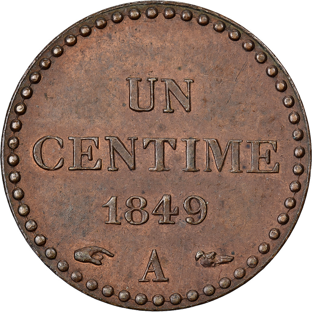 França, 1 Centime, Dupré, 1849, Paris, Cobre, AU(55-58), Gadoury:84