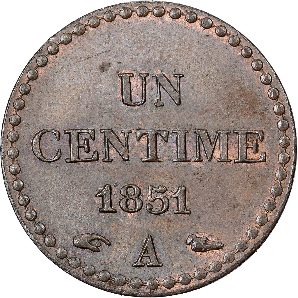Francja, 1 Centime, Dupré, 1851, Paris, Miedź, AU(55-58), Gadoury:84