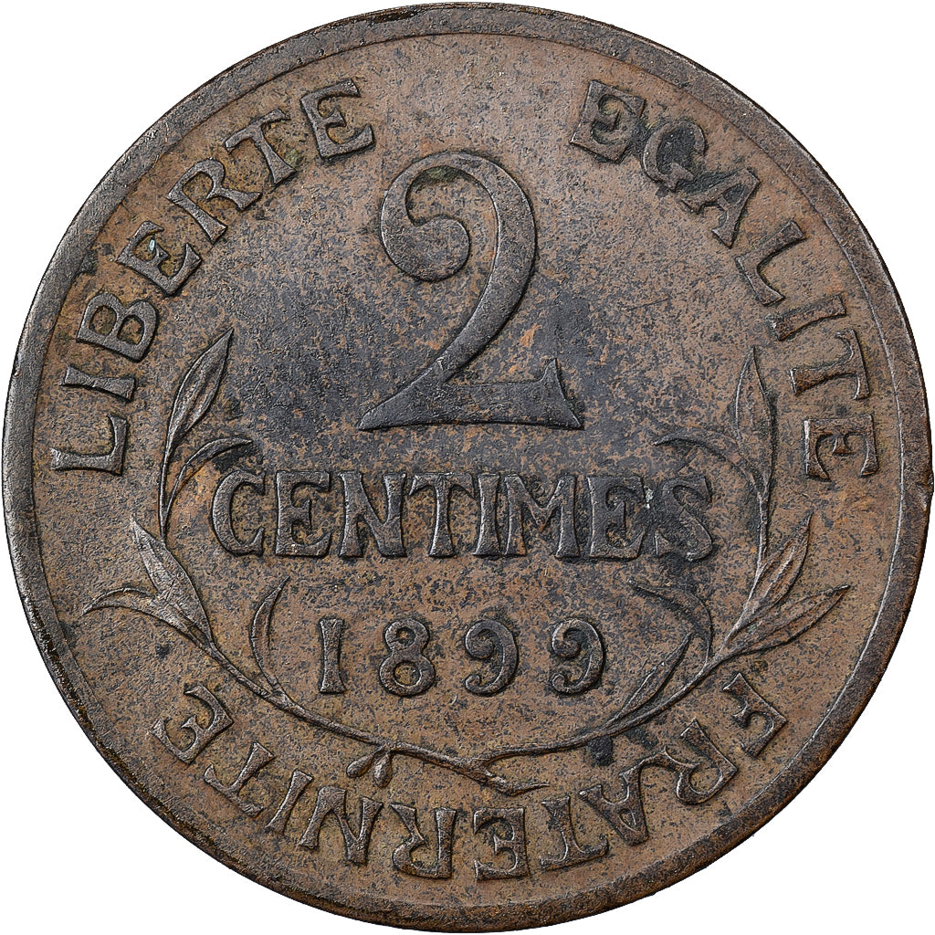 Francia, 2 Centimes, Daniel-Dupuis, 1899, Paris, Bronce, MBC+, Gadoury:107