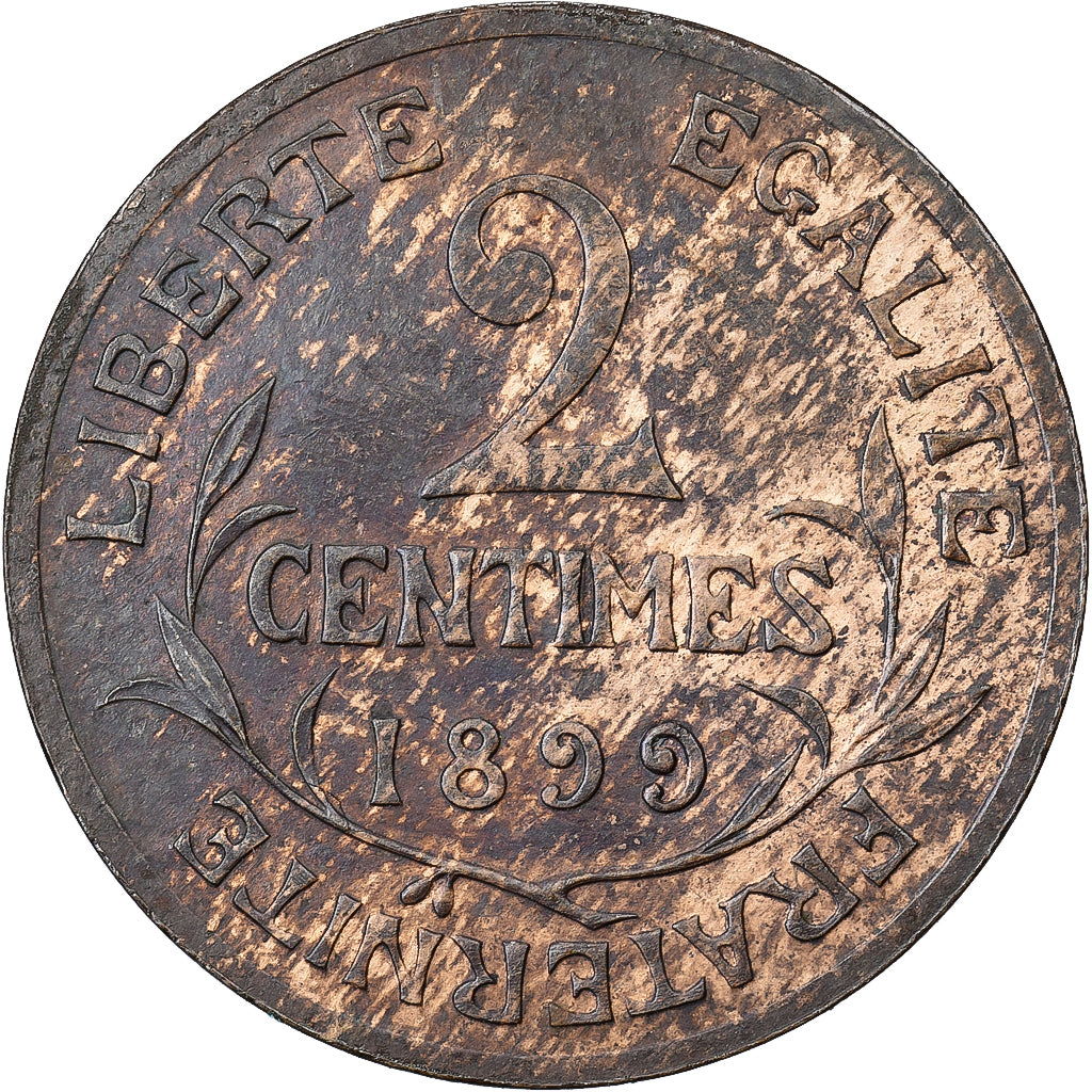 Francja, 2 Centimes, Daniel-Dupuis, 1899, Paris, Brązowy, AU(55-58)