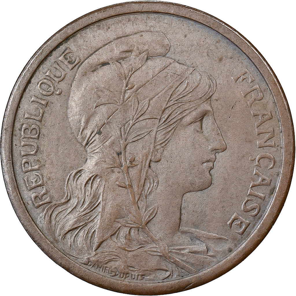 France, 2 Centimes, Daniel-Dupuis, 1912, Paris, Bronze, AU(55-58), Gadoury:107