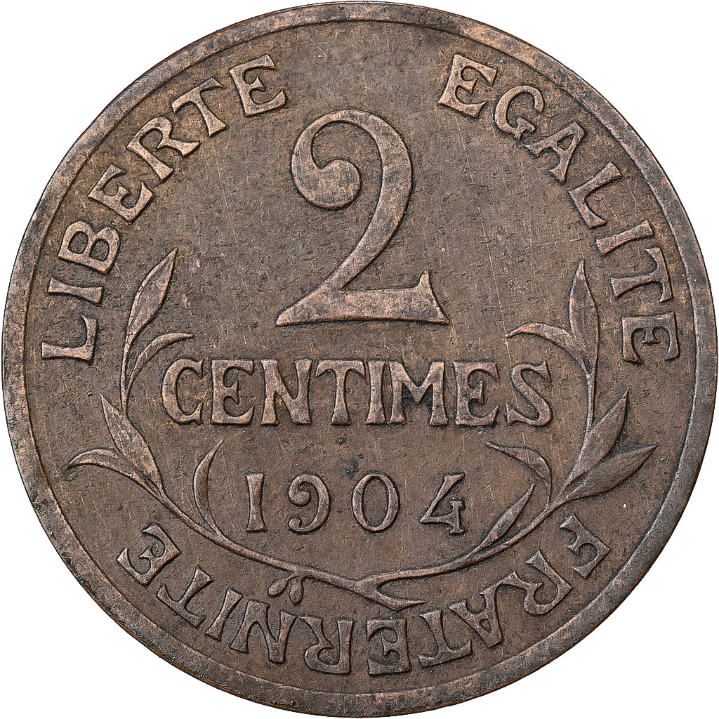 France, 2 Centimes, Daniel-Dupuis, 1904, Paris, Bronze, EF(40-45), Gadoury:107