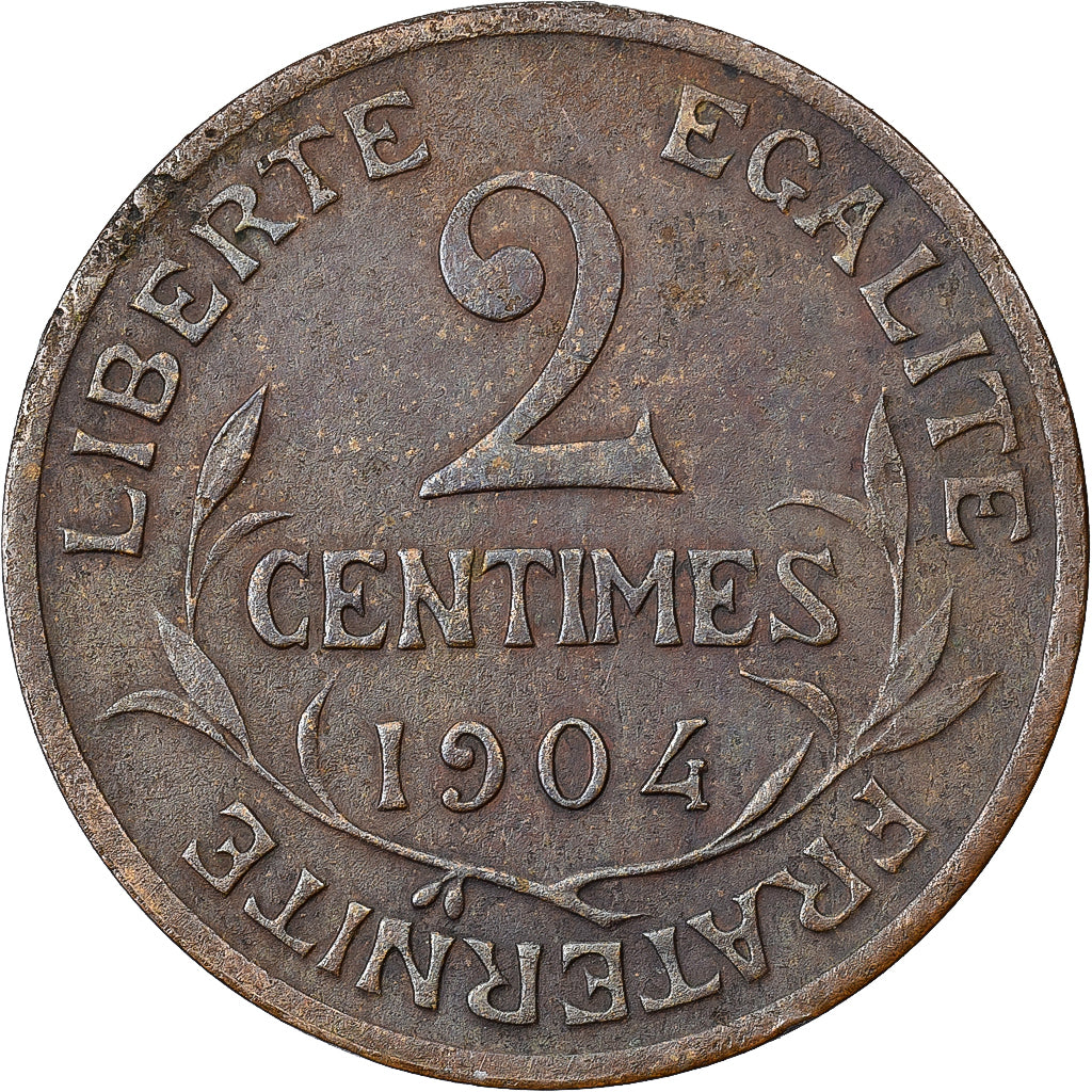 France, 2 Centimes, Daniel-Dupuis, 1904, Paris, Bronze, EF(40-45), Gadoury:107