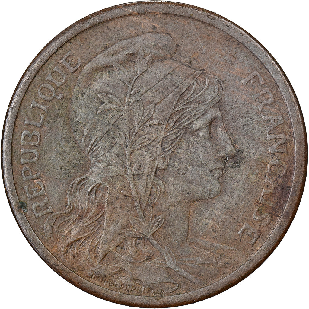 France, 2 Centimes, Daniel-Dupuis, 1911, Paris, Bronze, AU(50-53), Gadoury:107