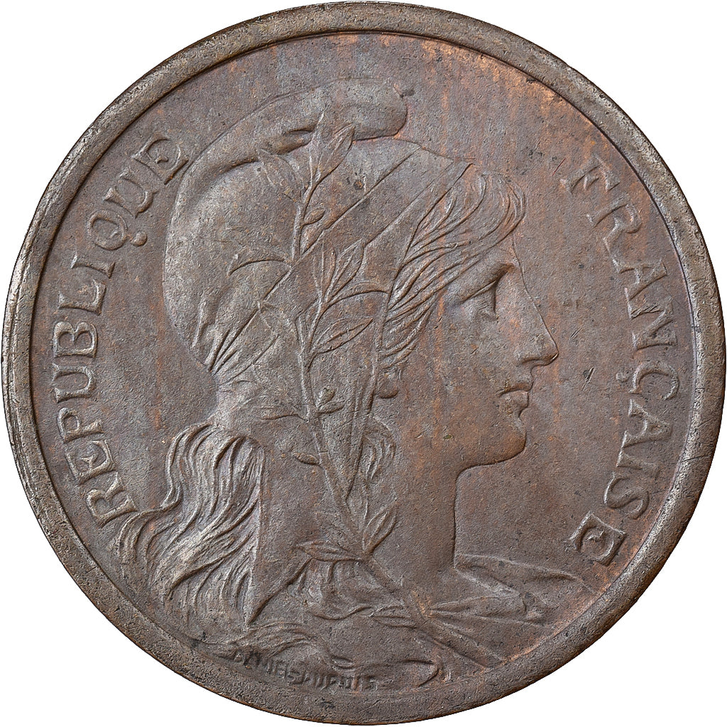 France, 2 Centimes, Daniel-Dupuis, 1914, Paris, Bronze, MS(60-62), Gadoury:107