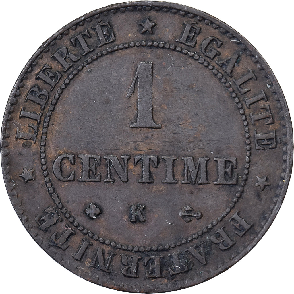 Francia, 1 Centime, Cérès, 1875, Bordeaux, Bronzo, BB+, Gadoury:88