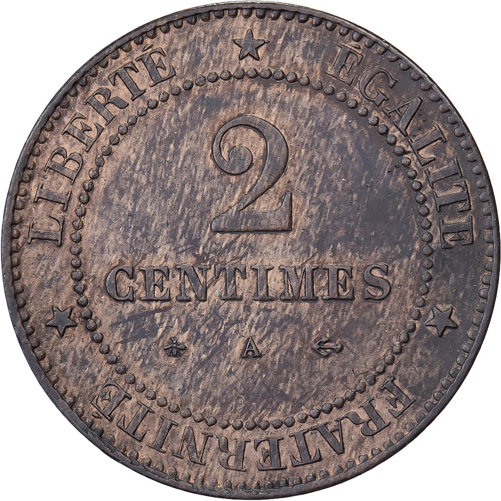 Francia, 2 Centimes, Cérès, 1878, Paris, Bronce, SC, Gadoury:105