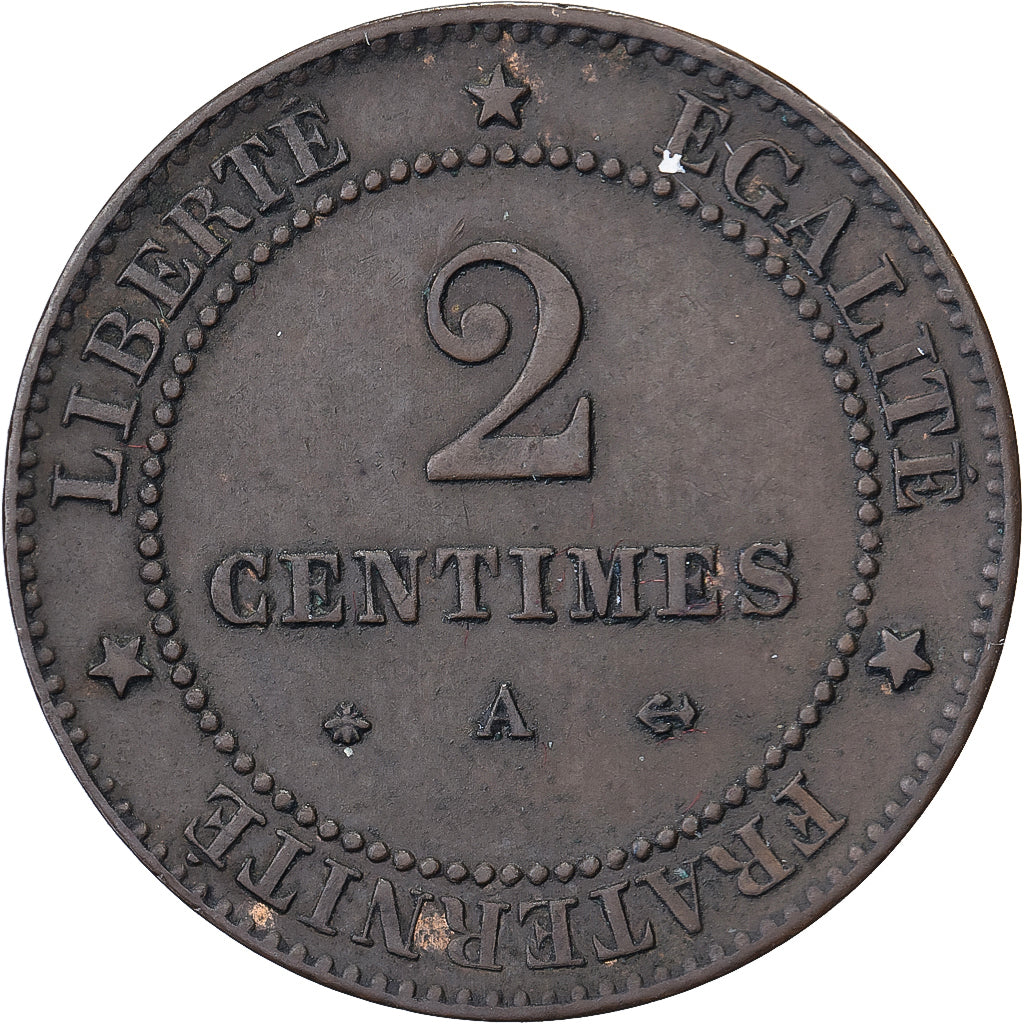 Frankreich, 2 Centimes, Cérès, 1879, Paris, Petit A, Bronze, SS, Gadoury:105