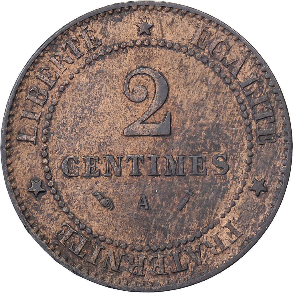 França, 2 Centimes, Cérès, 1890, Paris, Bronze, AU(50-53), Gadoury:105