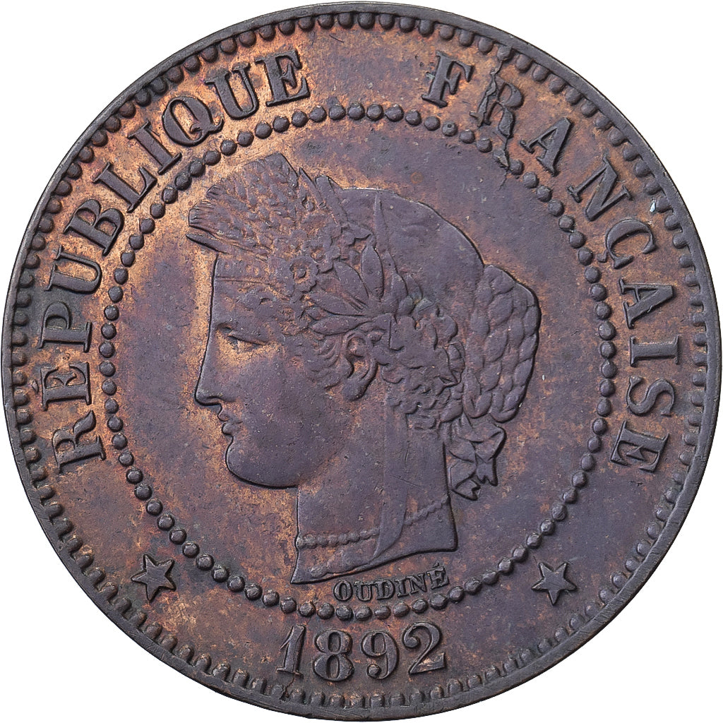 Frankreich, 2 Centimes, Cérès, 1892, Paris, Bronze, SS+, Gadoury:105