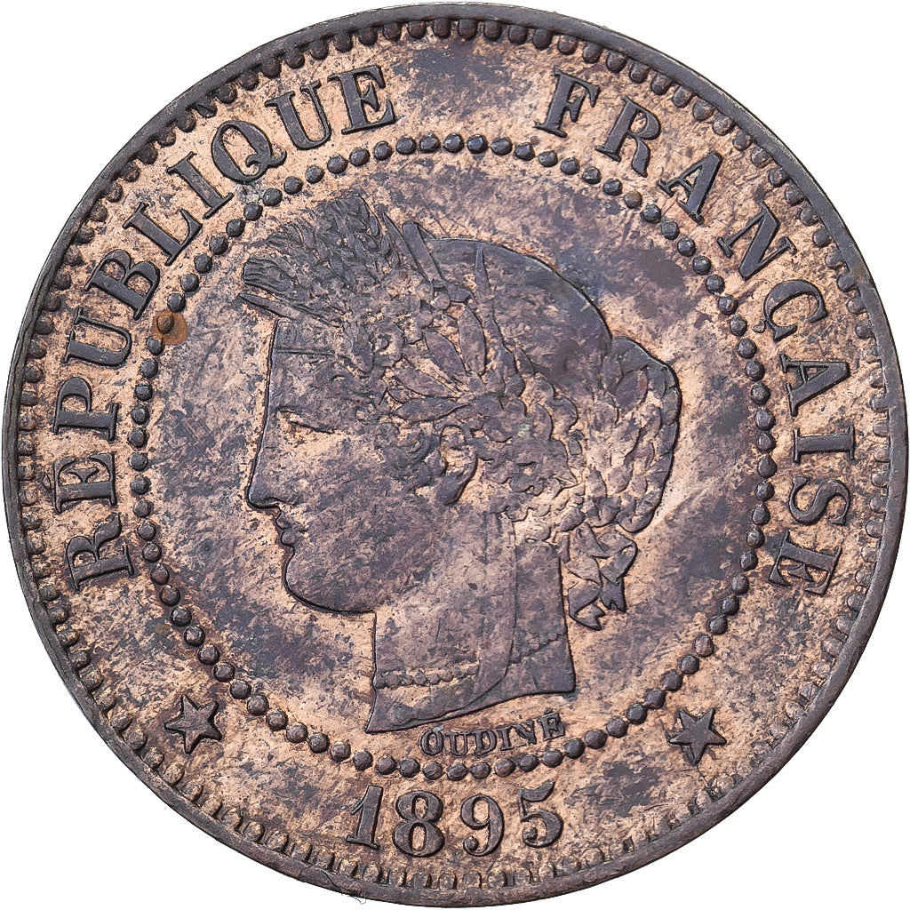 Francja, 2 Centimes, Cérès, 1895, Paris, Brązowy, AU(55-58), Gadoury:105