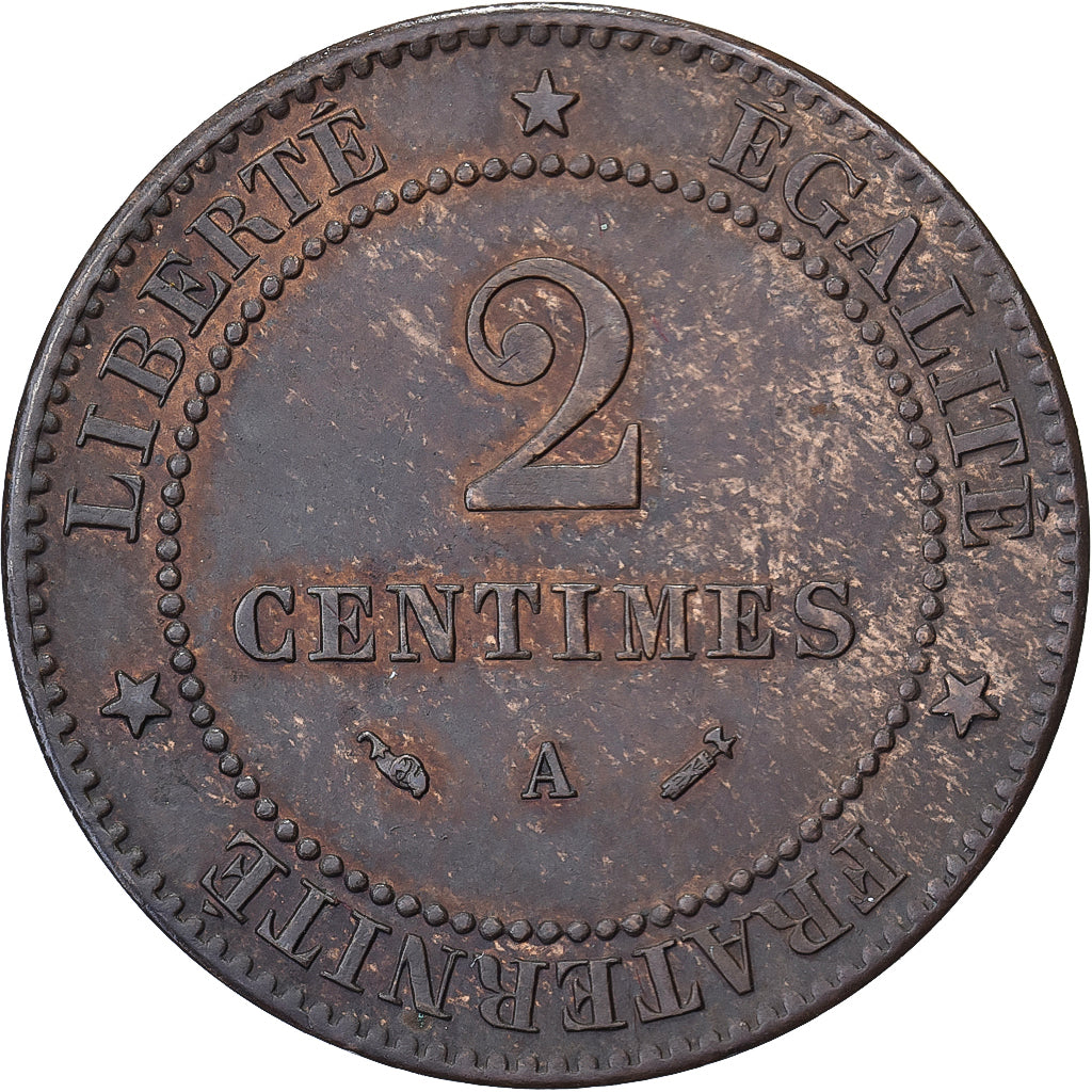 Francja, 2 Centimes, Cérès, 1895, Paris, Brązowy, AU(55-58), Gadoury:105