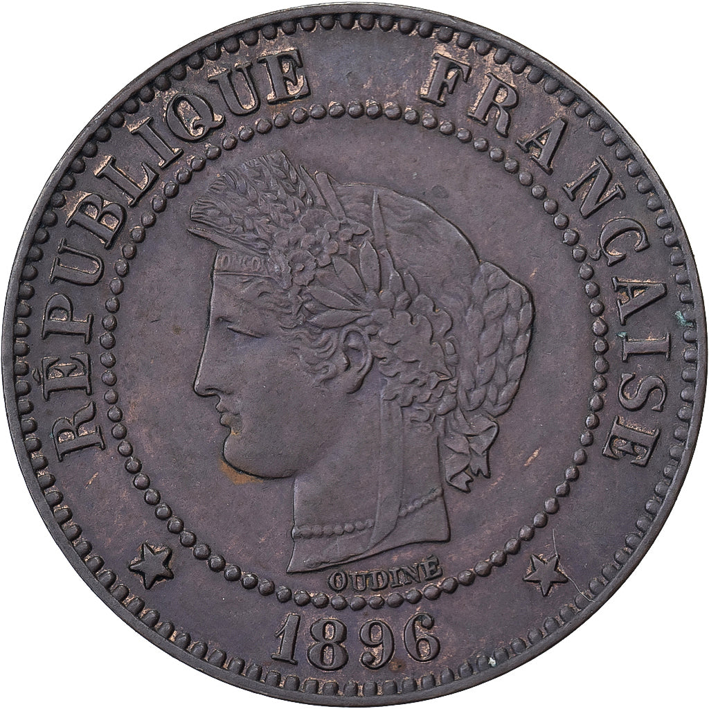 Frankrijk, 2 Centimes, Cérès, 1896, Paris, Bronzen, PR, Gadoury:105